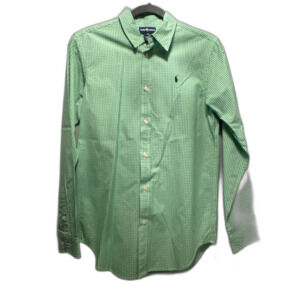 Ralph Lauren Green and White Gingham Button-Up Shirt – Men's Size 20